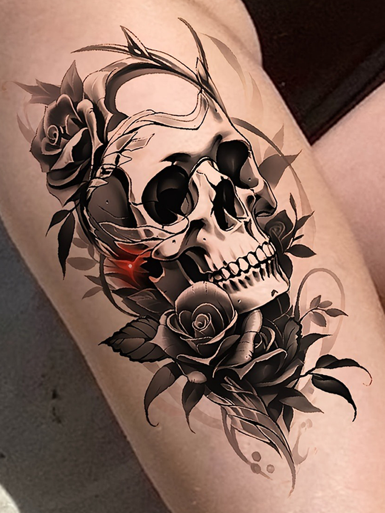 3D Skull and Rose Waterproof Temporary Tattoo Stickers